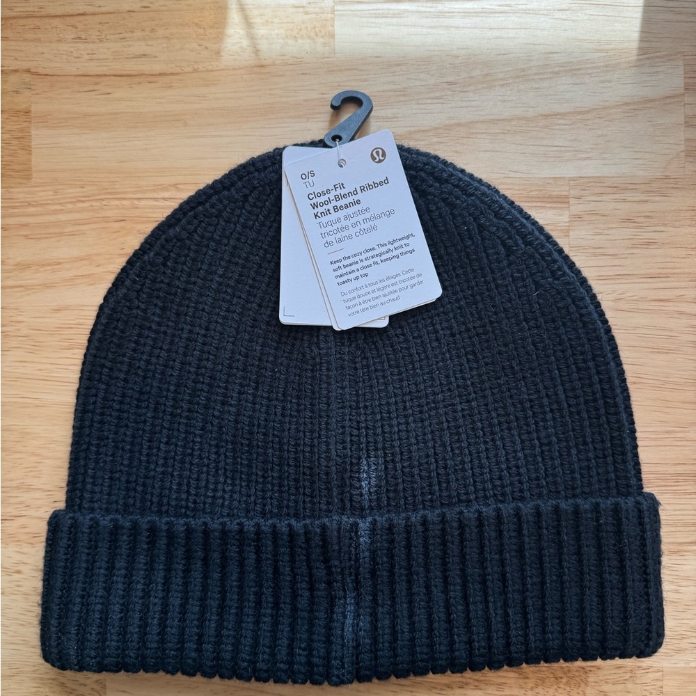 lululemon Black Ribbed Knit Beanie